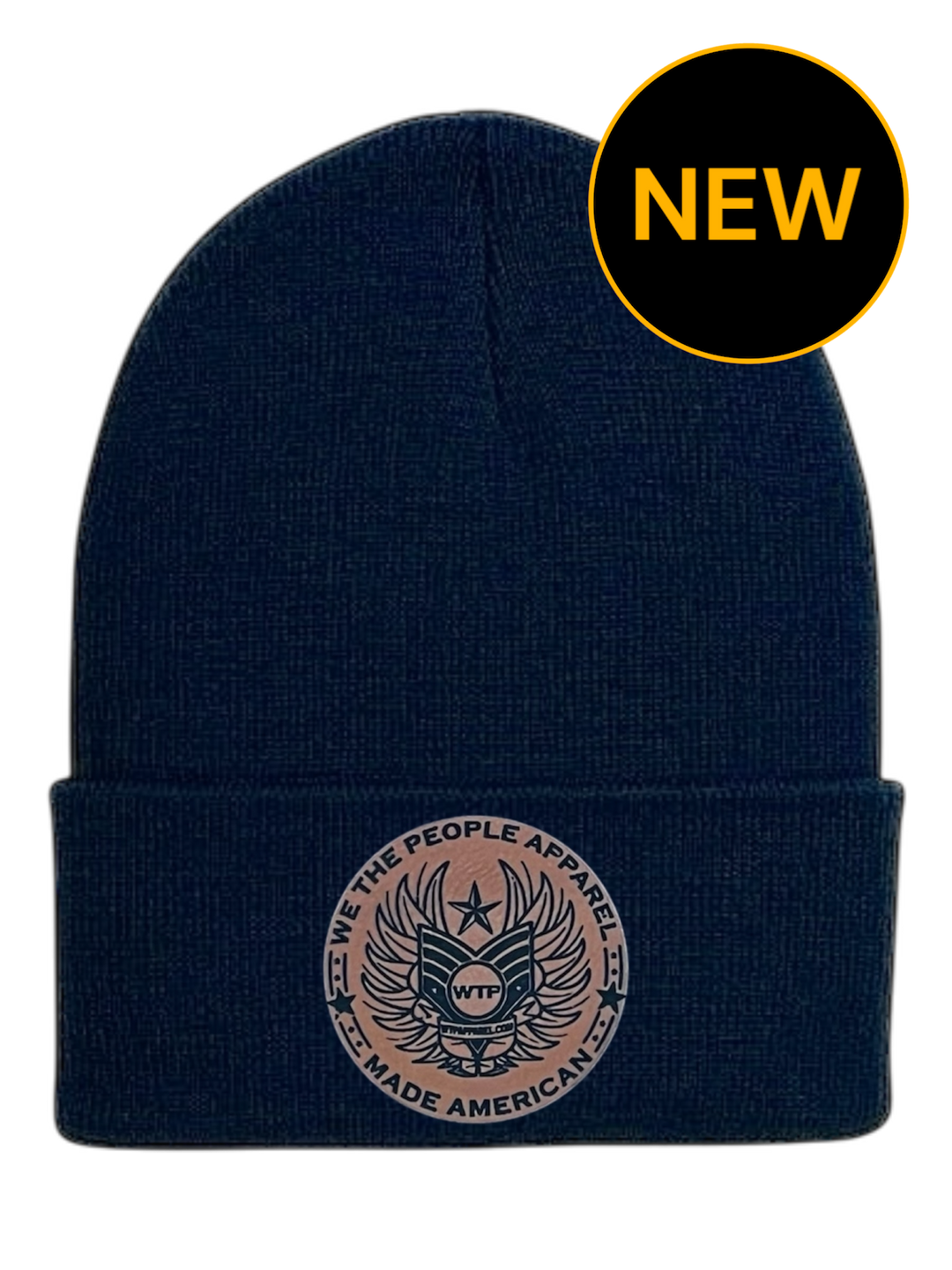 We the People Leather Patch Beanie | Navy - We the People Apparel