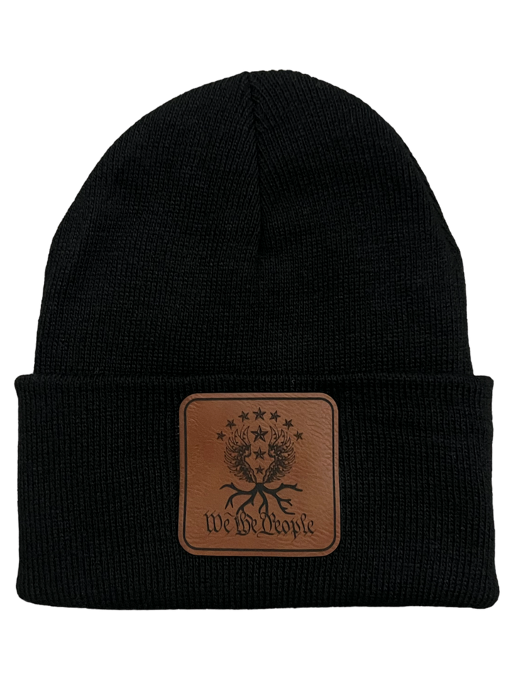 We the People Leather Patch Beanie | Black - We the People Apparel