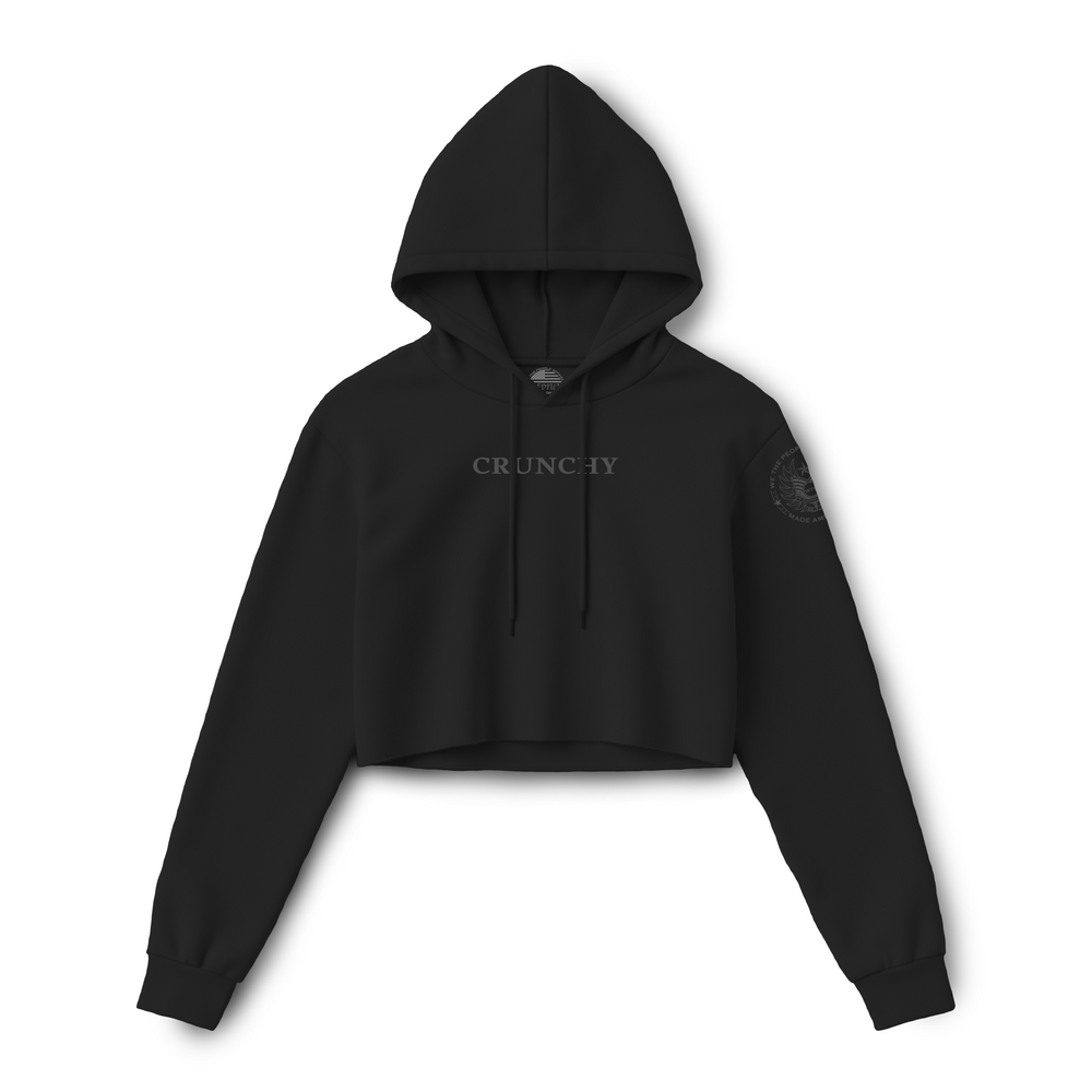 Black crunchy maha women’s crop hoodie by we the people apparel