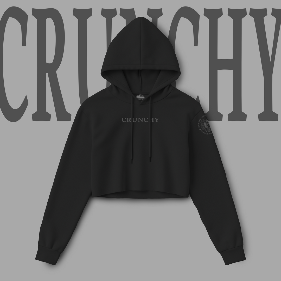 Black crunchy maha women’s crop hoodie by we the people apparel
