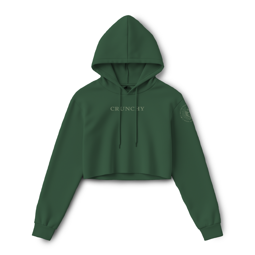 Pine green crunchy maha women’s crop hoodie by we the people apparel