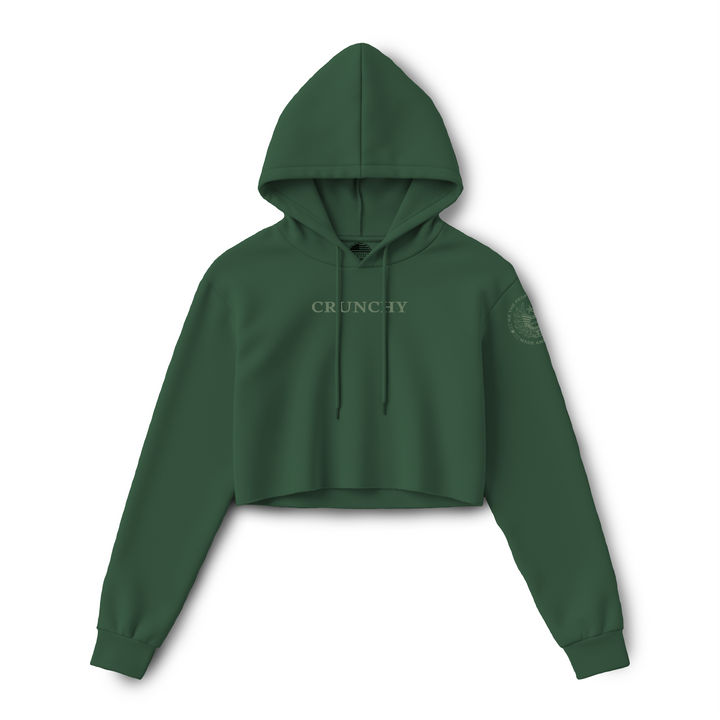 Pine green crunchy maha women’s crop hoodie by we the people apparel
