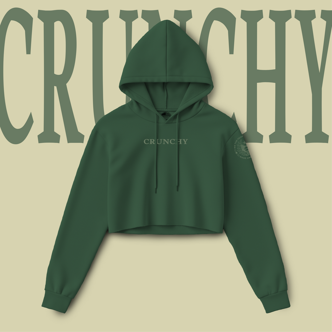 Pine green crunchy maha women’s crop hoodie by we the people apparel