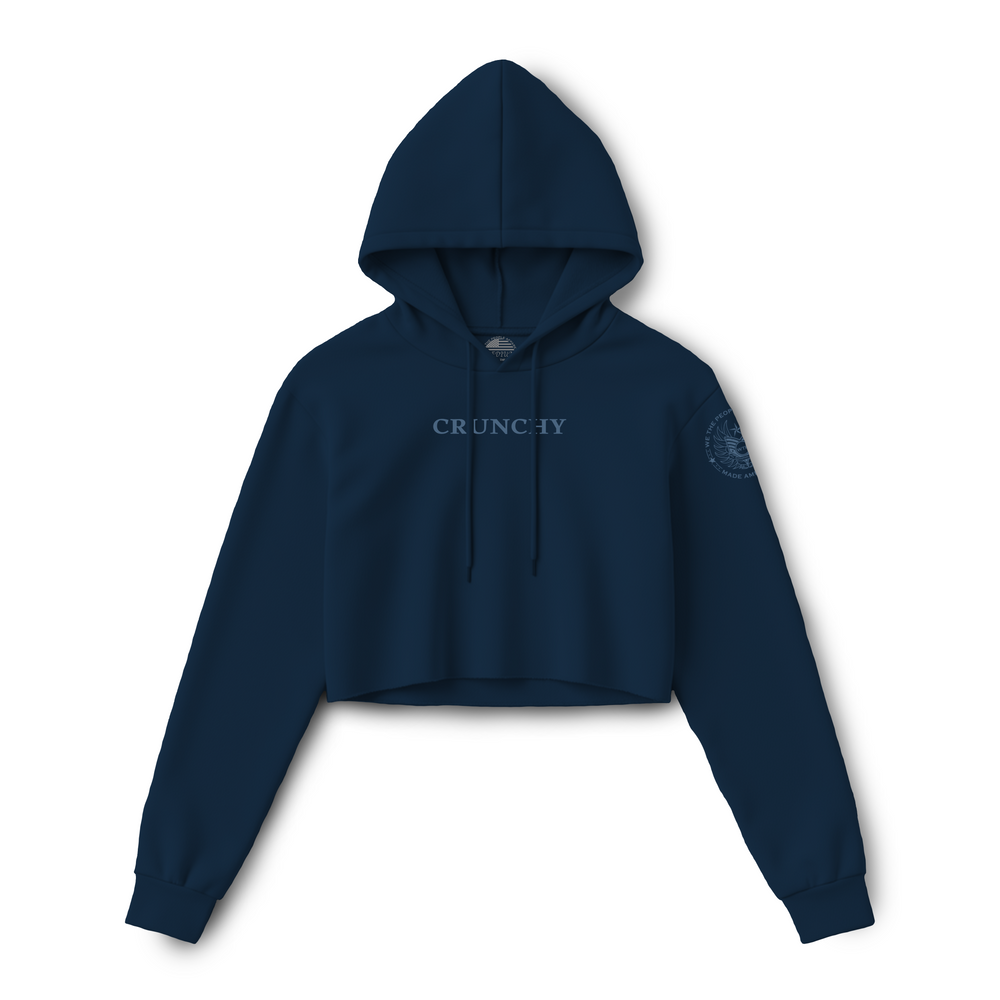 Navy blue crunchy maha women’s crop hoodie by we the people apparel