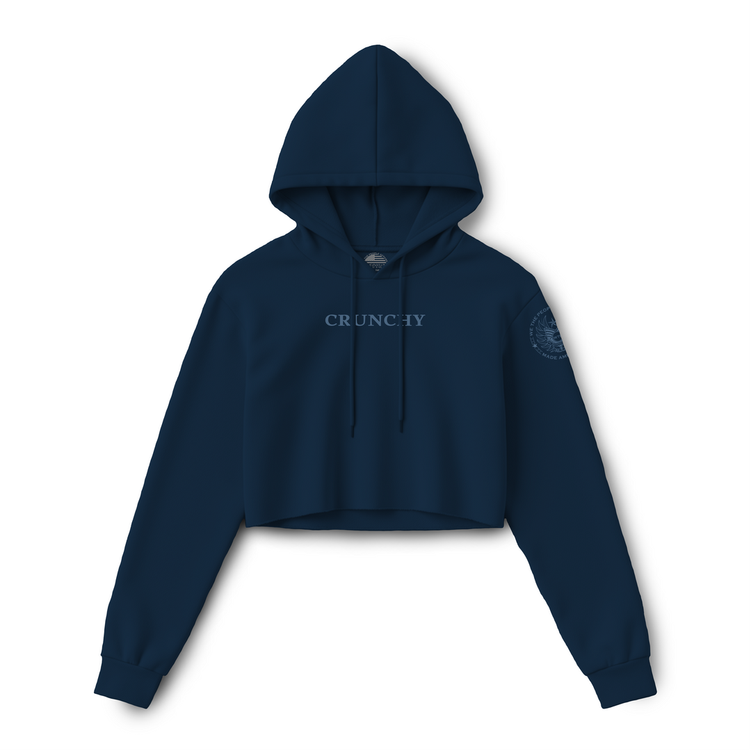 Navy blue crunchy maha women’s crop hoodie by we the people apparel