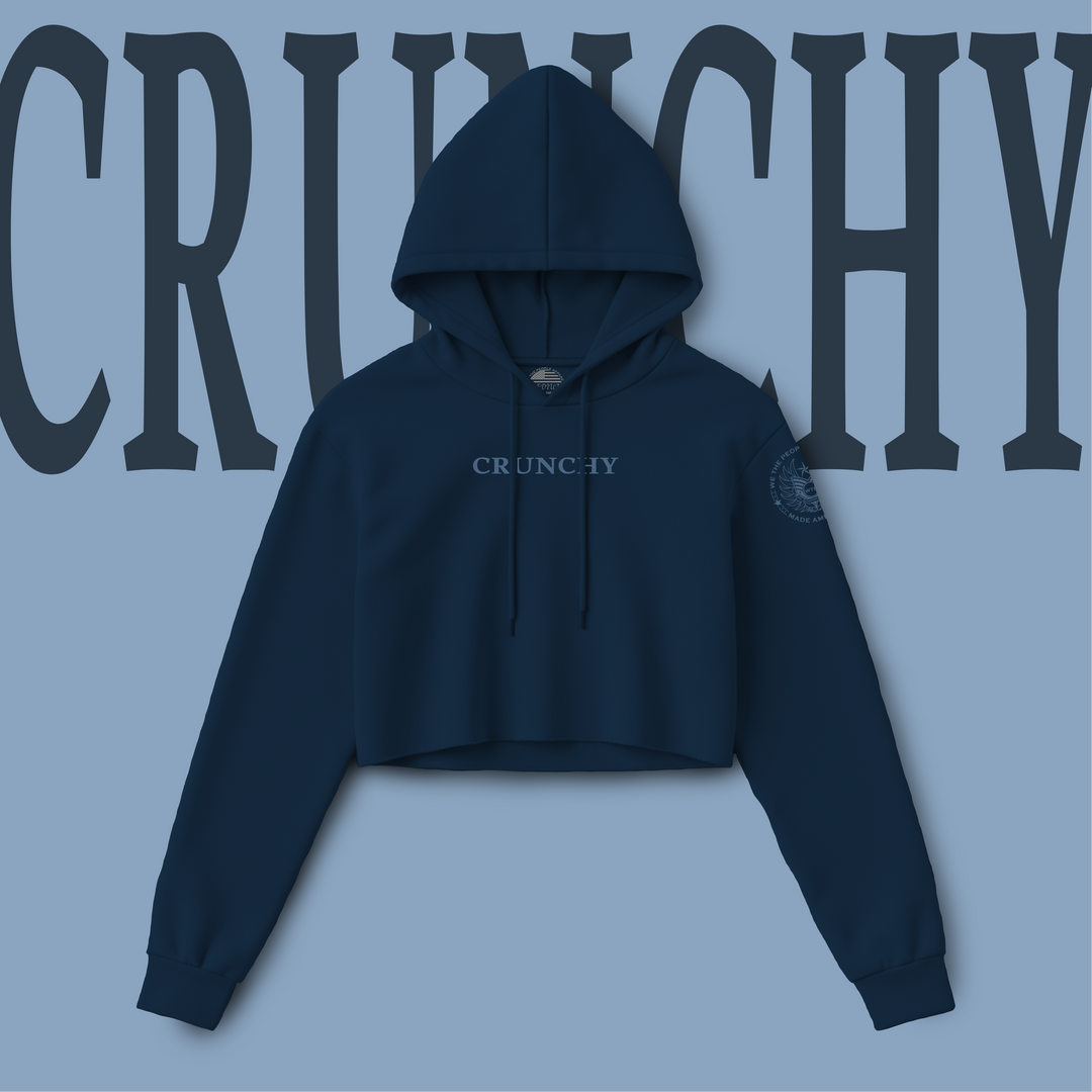 Navy blue crunchy maha women’s crop hoodie by we the people apparel