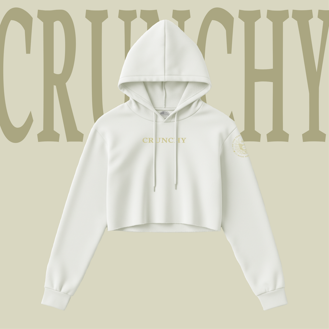 White crunchy maha women’s crop hoodie by we the people apparel