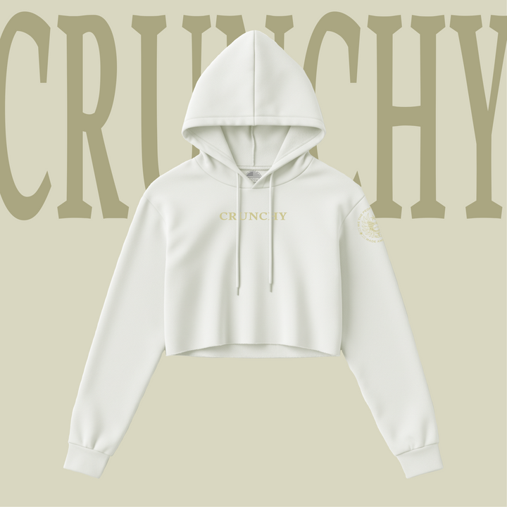 White crunchy maha women’s crop hoodie by we the people apparel