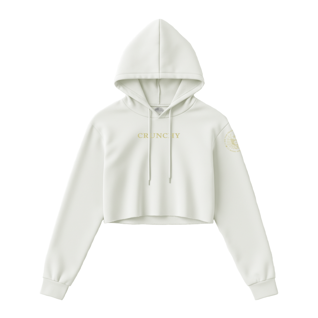 White crunchy maha women’s crop hoodie by we the people apparel