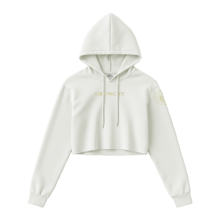 White crunchy maha women’s crop hoodie by we the people apparel