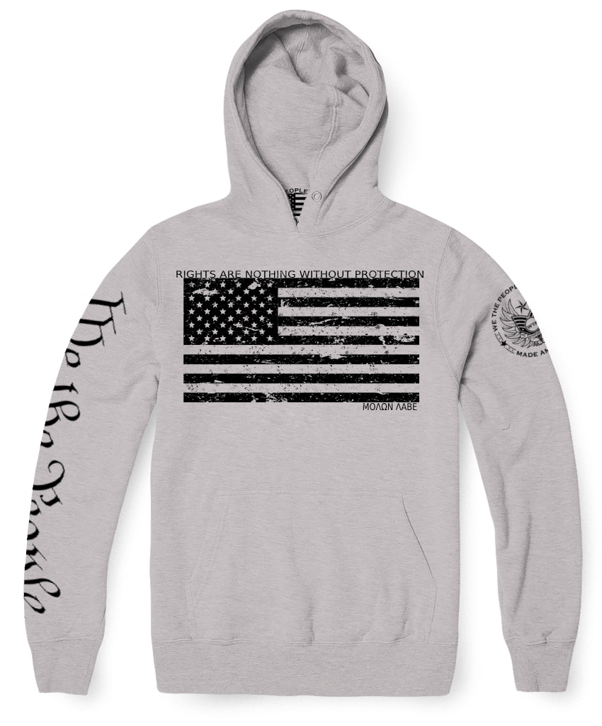 Rights Are Nothing Without Protection Hoodie | Cement Grey - We the People Apparel