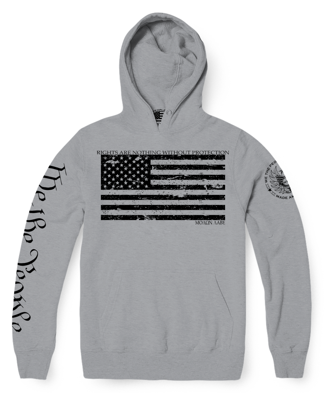 Rights Are Nothing Without Protection Hoodie | Cement Grey - We the People Apparel