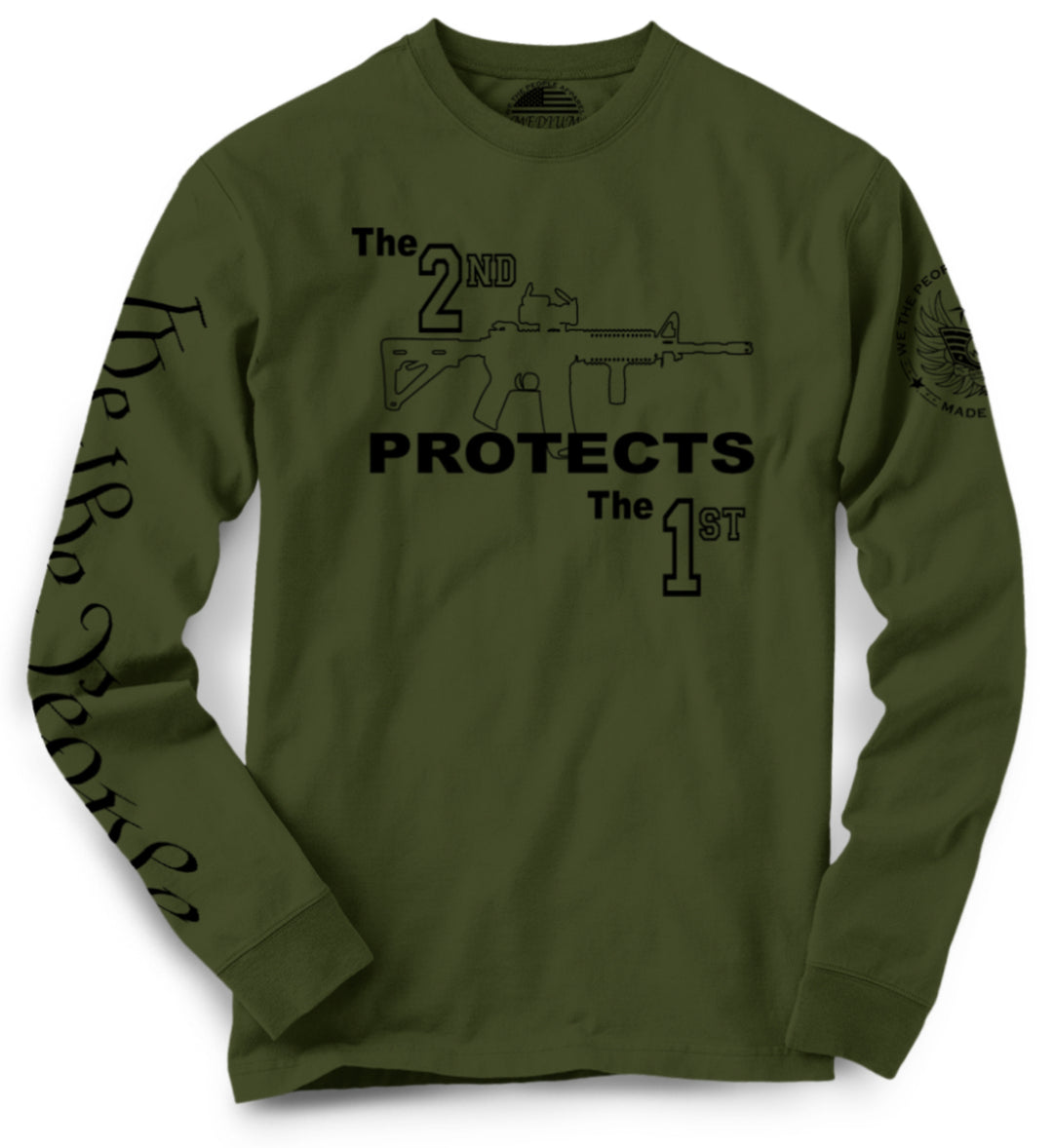 The 2nd Protects The 1st Long Sleeve Tee | Olive Green - We the People Apparel