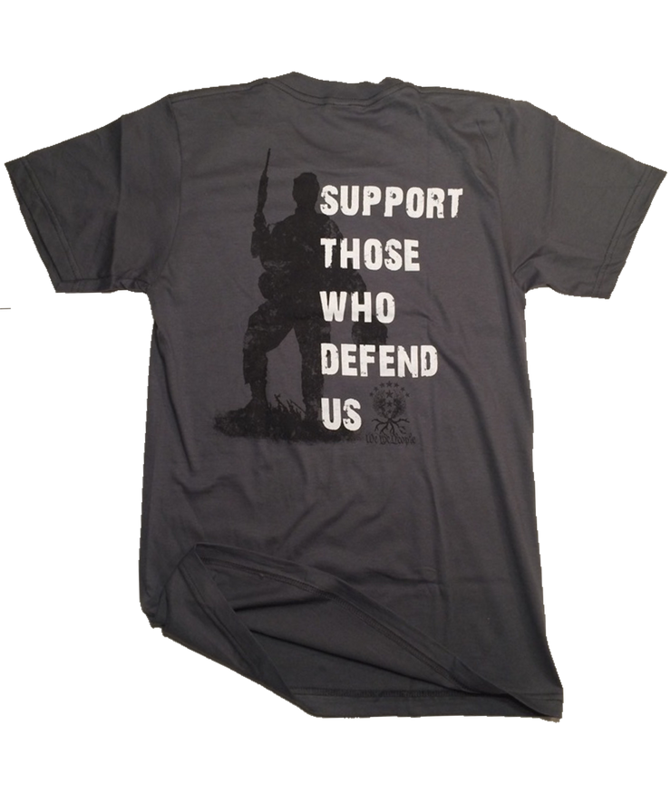 We the People Apparel patriotic apparel support those who defend us gray tee