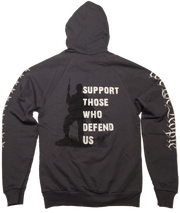 We the People Apparel patriotic apparel support those who defend us gray hoodie