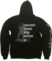 We the People Apparel patriotic apparel support those who defend us black zip hoodie