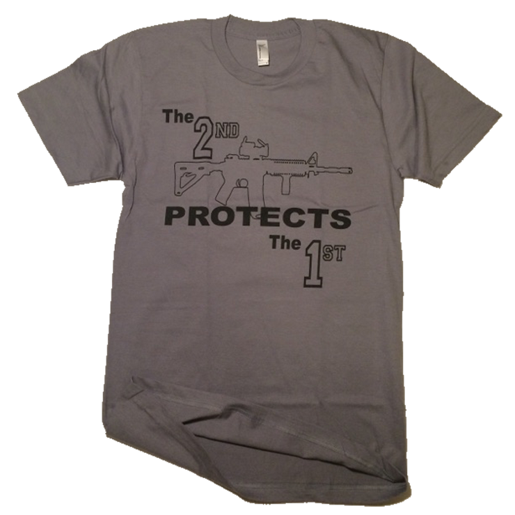 We the People Apparel patriotic apparel the 2nd protects the 1st  gray tee