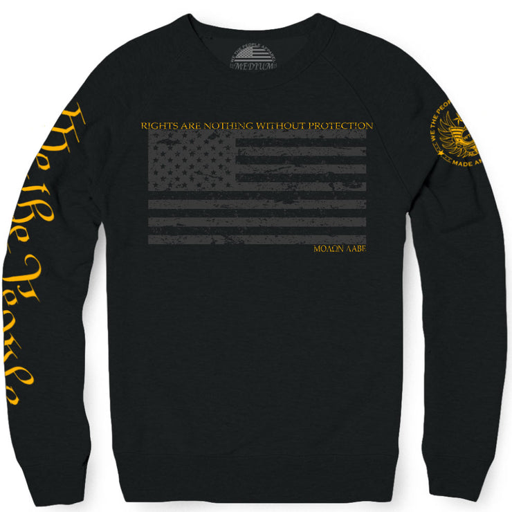 We the People Apparel patriotic apparel rights are nothing without protection crewneck sweatshirt