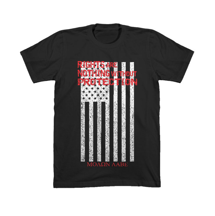 We the People Apparel patriotic apparel rights are nothing without protection black tee